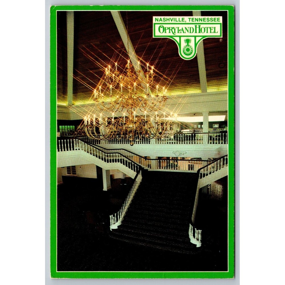Postcard Tennessee Nashville Opryland Hotel Staircase Chandelier Posted 1986 TN